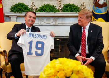 Brazilian President Jair Bolsonaro and President Donald Trump during a visit to the White House, in 2019. (Photo by: Alan Santos/Planalto Office)