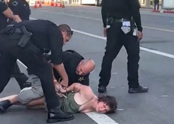 Geheimdienstagent geht gegen Abtreibungsbefürworter vor, der Bidens Autokolonne in Los Angeles zu nahe gekommen ist (VIDEO)