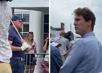 Deranged Leftist stört Phil Mickelson beim Backswing beim PGA-Turnier in Bedminster