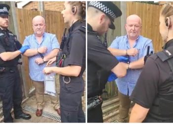 Must Watch: Die britische Polizei verhaftet einen Armeeveteranen, weil er „Angst verursacht“ hat, nachdem er ein Meme online über Pride Flags in Form eines Hakenkreuzes geteilt hat