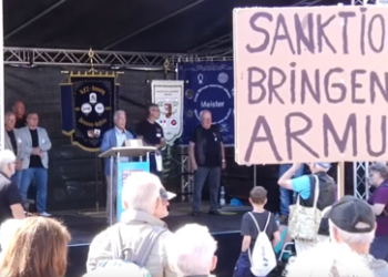 Friedenspolitik und keine Waffenlieferungen – Handwerker protestieren in Dessau gegen den Krieg