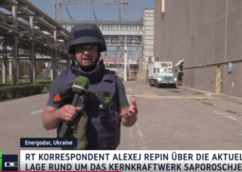 RT-Reporter besichtigt AKW Saporoschje und dokumentiert dabei unzählige Einschläge