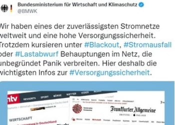 Keine Panik! Twitter-Information des Wirtschaftsministeriums mit irritierendem Déjà-vu-Charakter