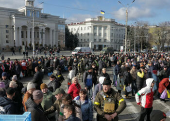 Ukrainisches Jubel-Aufgebot in Cherson
