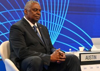 US Secretary of Defense Lloyd Austin attends the 20th Shangri-La Dialogue summit in Singapore, on June 3, 2023. (Roslan Rahman/AFP via Getty Images)