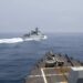 The USS Chung-Hoon observes a Chinese navy ship conduct what it called an "unsafe” Chinese maneuver in the Taiwan Strait, on June 3, 2023. The Chinese navy ship cut sharply across the path of the American destroyer, forcing the U.S. ship to slow to avoid a collision. (Mass Communication Specialist 1st Class Andre T. Richard/U.S. Navy via AP)