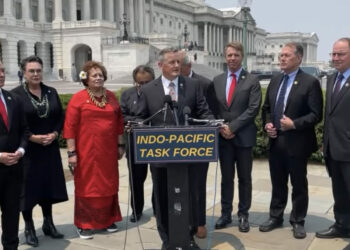 House Committee on Natural Resources Chairman Bruce Westerman (R-Ark.) joined by members of Congress announces the creation of a task force to address growing Chinese threats in the Indo-Pacific. (Courtesy of the House Committee on Natural Resources)