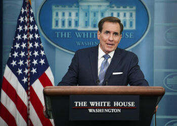 National Security Council spokesman John Kirby speaks during a press briefing at the White House in Washington on June 5, 2023. (Madalina Vasiliu/The Epoch Times)