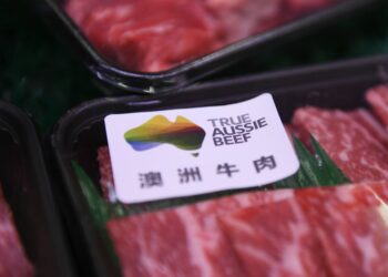 Australian beef is seen at a supermarket in Beijing on May 12, 2020. - China suspended imports from four major Australian beef suppliers on May 12, just weeks after Beijing's ambassador warned of a consumer boycott in retaliation for Canberra's push to probe the origins of the coronavirus. (Greg Baker/AFP via Getty Images)