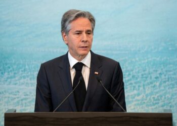 U.S. Secretary of State Antony Blinken speaks during a news conference at the conclusion of a G7 Foreign Ministers' Meeting at the Prince Karuizawa hotel in Karuizawa, Japan, on April 18, 2023. (Zhang Xiaoyu /POOL/AFP via Getty Images)