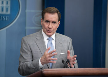 National Security Council Coordinator for Strategic Communications John Kirby speaks during a press briefing at the White House in Washington on June 26, 2023. (Madalina Vasiliu/The Epoch Times)