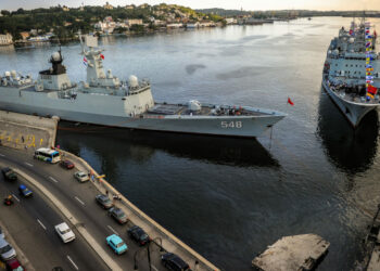 Chinese military ships moor at the port of Havana in Cuba on Nov. 10, 2015. (Yamil Lage/AFP via Getty Images)