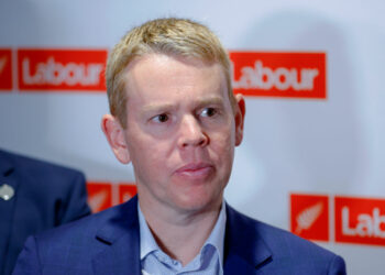 Minister Chris Hipkins looks on during Labour Party Congress at Te Papa in Wellington, New Zealand, on May 27, 2023. (Hagen Hopkins/Getty Images)