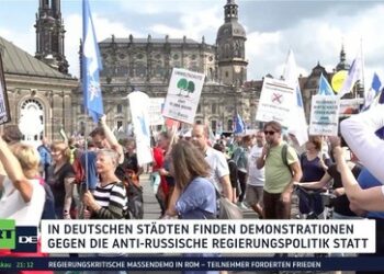 Proteste in Deutschland gegen anti-russische Regierungspolitik, NATO-Manöver und Waffenlieferungen