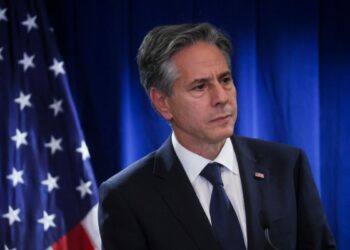 Secretary of State Antony Blinken holds a press conference at the Beijing American Center of the US Embassy in Beijing on June 19, 2023. (Leah Millis/AFP via Getty Images)
