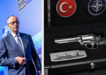 Merz jetzt Revolvermann – Erdoğan verteilt Schusswaffen an Gipfelgäste