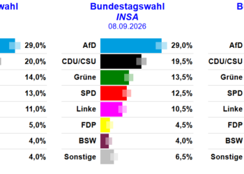 Umfrage mit Wumms: Union bundesweit erstmals unter 20 Prozent, AfD bei 29 Prozent